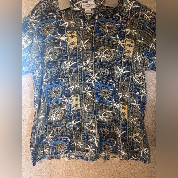 Vintage Patterned Polo Shirt Natural Issue 100% Cotton Size Large - Picture 5 of 7